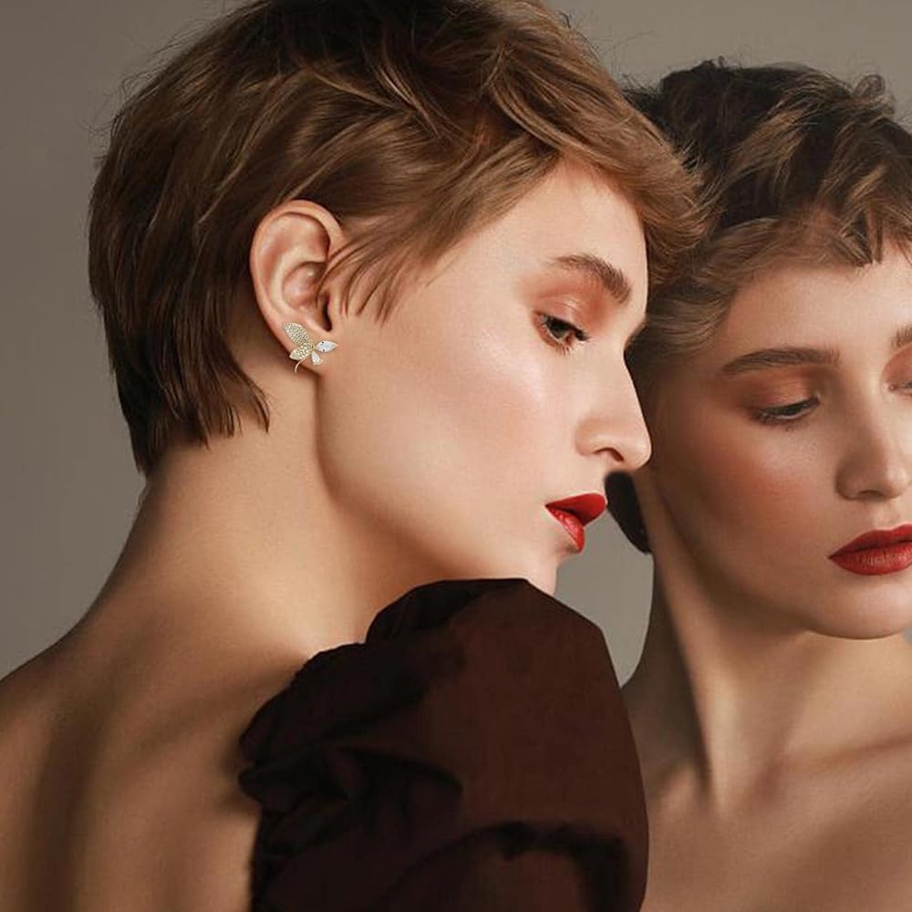 Diamond Stud Hamme Hoop Earrings: Fashionable Women's Jewelry - Shop N Save