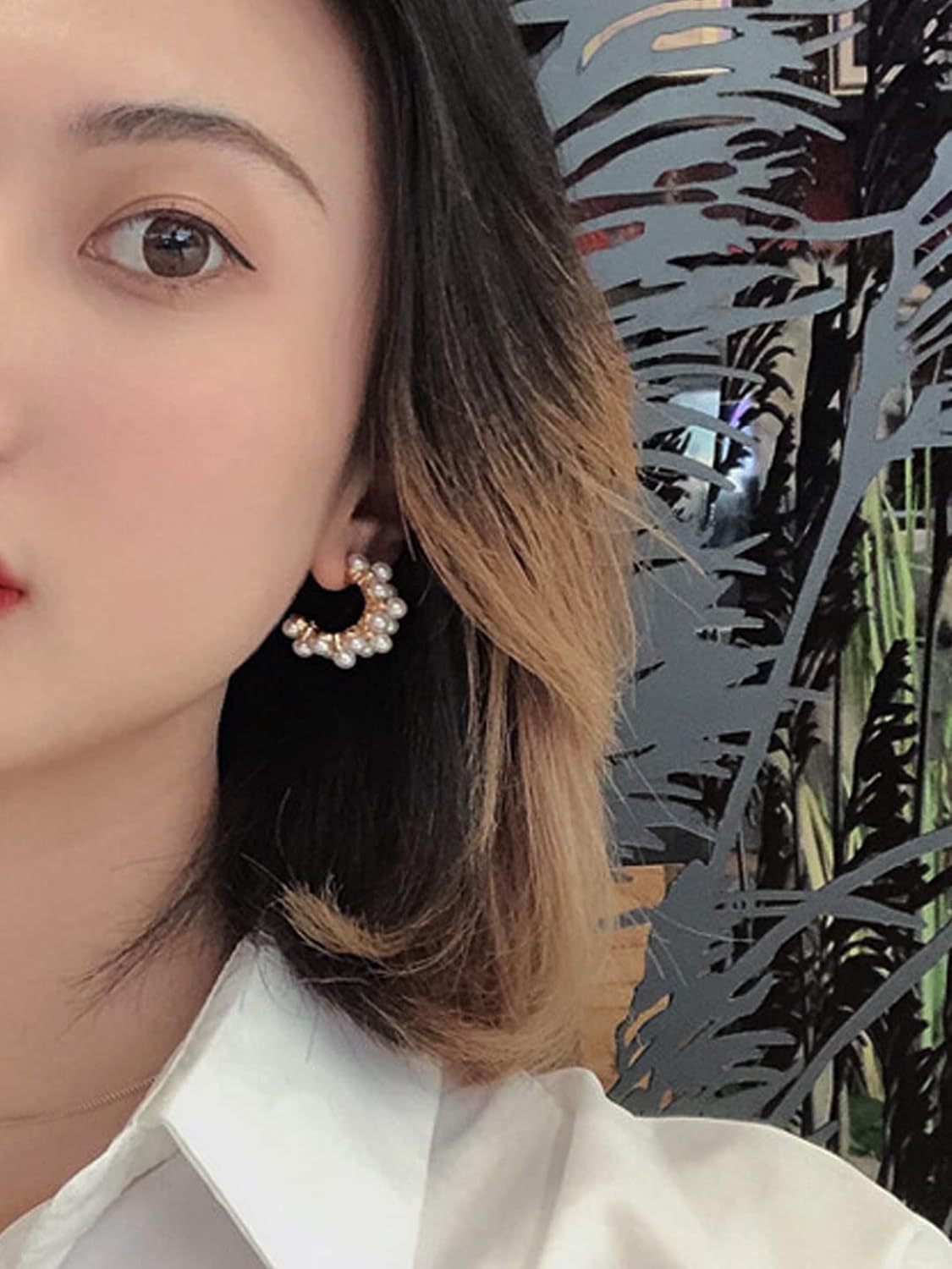 Gold-Toned Chimes Hoop Earrings: Pearl-Studded Clip-On Design - Shop N Save