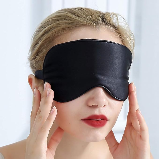 Silk Sleep Mask: Cooling Gel, Relaxing Massage for Tired Eyes