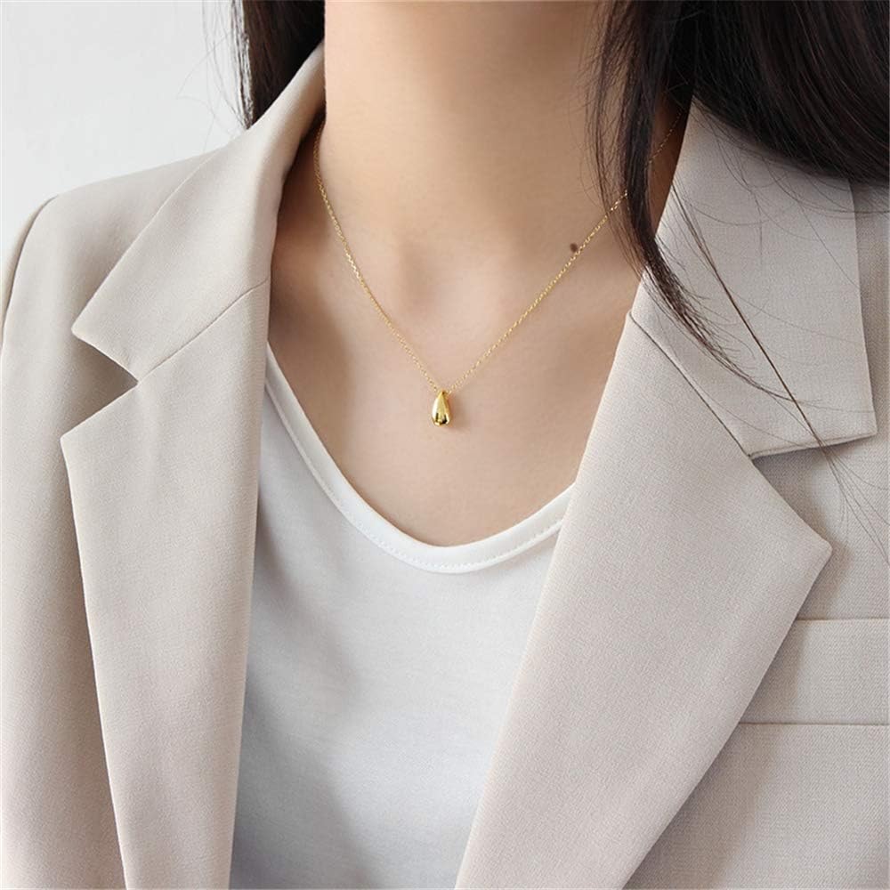 Dainty Teardrop Necklace: Sterling Silver, Minimalist Fashion, Adjustable Chain - Shop N Save