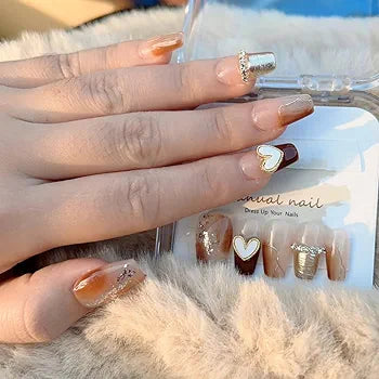 Glittery Luxury Reusable False Nails - Handmade Coffin Shape - Shop N Save