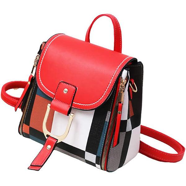 Exquisite Plaid Pattern Magnetic Closure Women Handbag - Red - Shop N Save