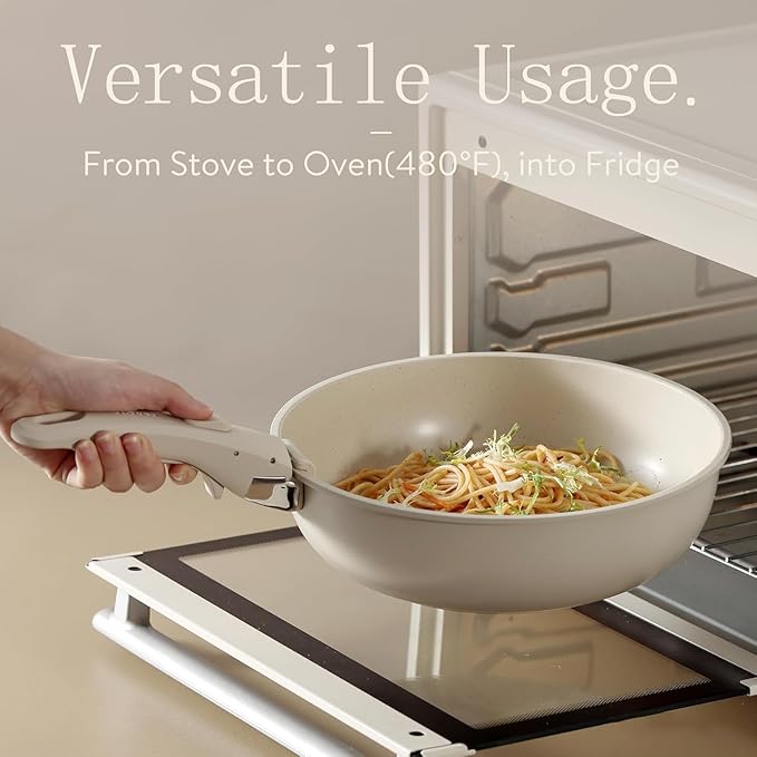 Collins 11pcs Pots and Pans Set, Nonstick Cookware Set Detachable Handle, Induction Kitchen Cookware Sets Non Stick with Removable Handle, RV Cookware Set