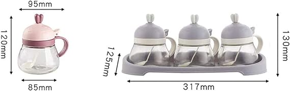Glass Spice Holder Set: Elegant Pink Design, 3 Containers - Shop N Save