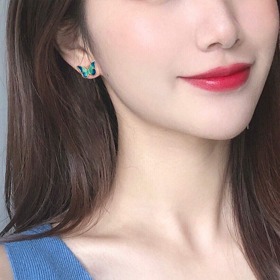 Ms. Swan Vintage Butterfly Studs: Sterling Silver Green Elegance - Shop N Save
