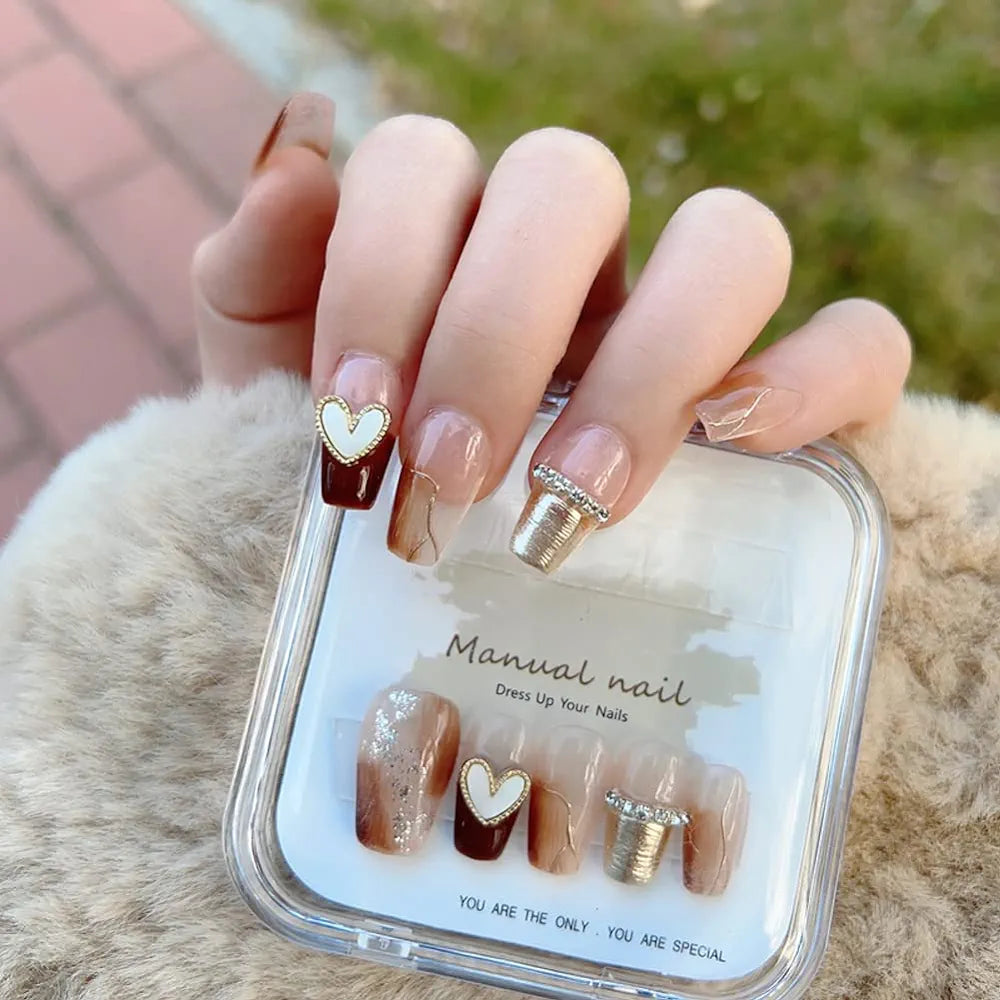 Glittery Luxury Reusable False Nails - Handmade Coffin Shape - Shop N Save