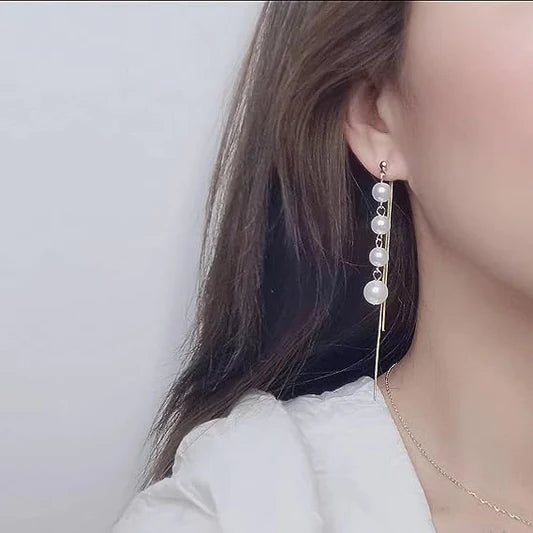 Pearl Patched Multi Layered Earrings Pair - Silver - Shop N Save