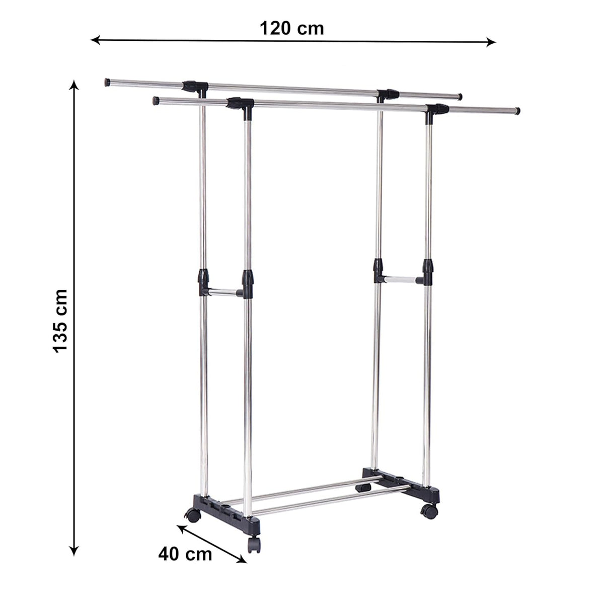 Double Pole Metal Garment Rack: Sturdy Organizer for Effective Storage