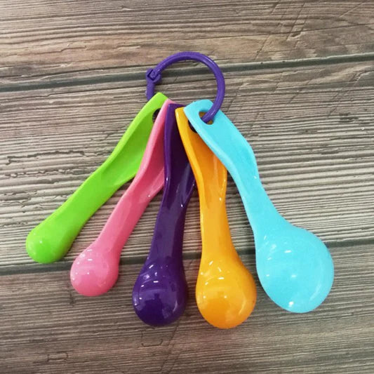 5 Piece Set Of Scale Measuring Spoons - Multi Color - Shop N Save