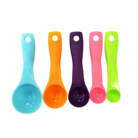 5 Piece Set Of Scale Measuring Spoons - Multi Color - Shop N Save
