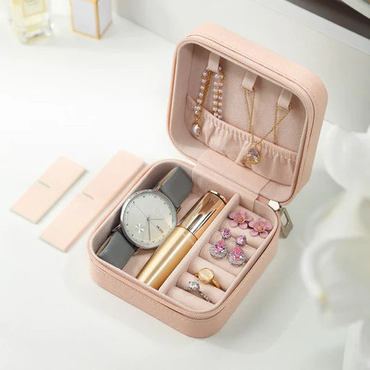 Earrings Necklace Ring Jewellery Storage Box - Light Pink - Shop N Save