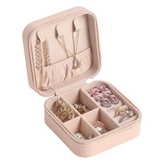Earrings Necklace Ring Jewellery Storage Box - Light Pink - Shop N Save