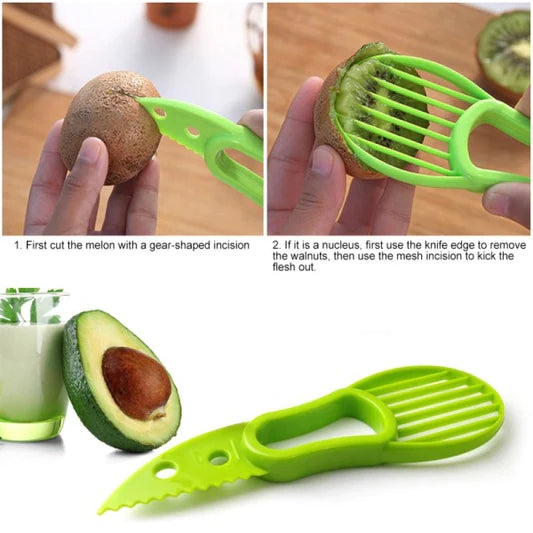 3 In 1 Avocado Fruit Knife Peeler Cutter - Green - Shop N Save