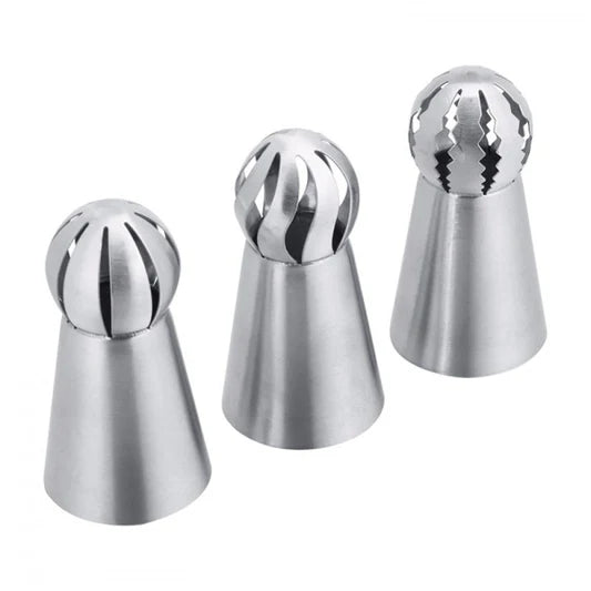 3 Pcs Torch Ball Nozzle Spout Cream Set - Silver - Shop N Save
