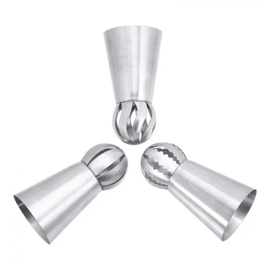 3 Pcs Torch Ball Nozzle Spout Cream Set - Silver - Shop N Save