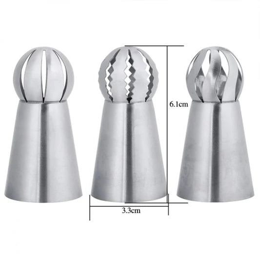 3 Pcs Torch Ball Nozzle Spout Cream Set - Silver - Shop N Save