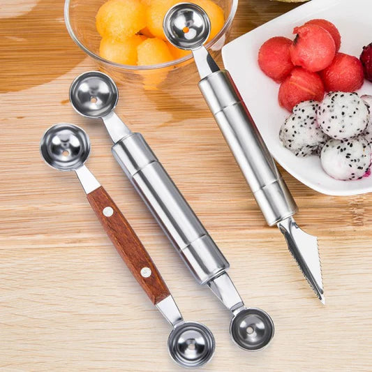 4 Pieces Melon Baller Scoop Fruit Spoon Carving Knife Set