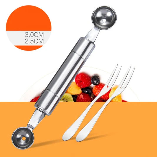 4 Pieces Melon Baller Scoop Fruit Spoon Carving Knife Set