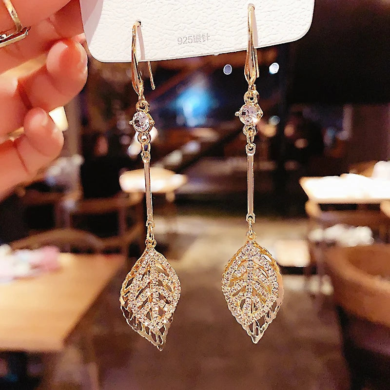 2023 Korean Tassel Earrings: Bohemian Gold Leaf Wedding Style - Shop N Save