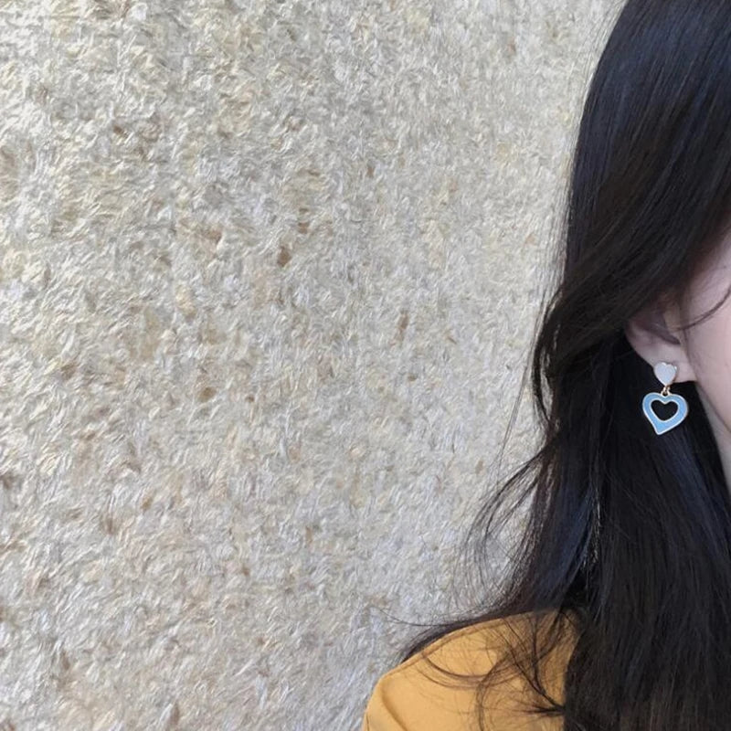 Youthful Heart Earrings: Korean Simplicity in Lake Blue Hue - Shop N Save