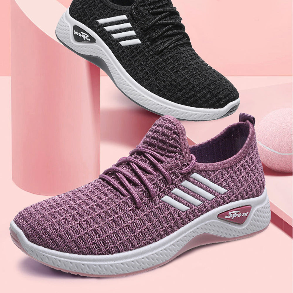 Mesh Lace-Up Sneakers for Women Lightweight Breathable Non-Slip Soft And Comfortable Shoes For Walking Running Jogging Exercise Gym and Outdoor Office Casual Shoes - Purple
