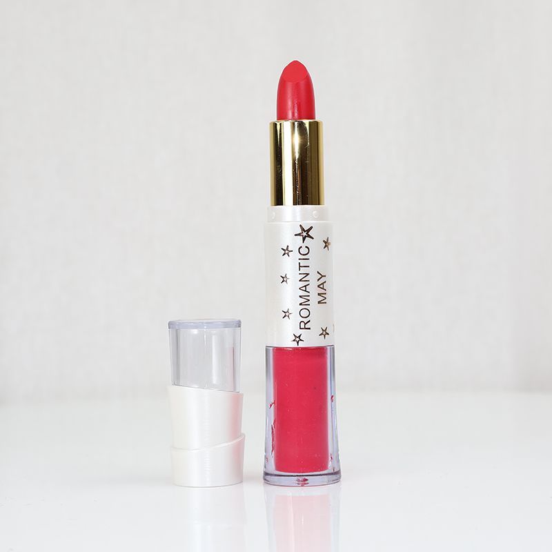 Romantic May 2 In 1 Lipstick And Lip Gloss Vitamin E Long Lasting - Raspberry Red (PANTONE) (6)