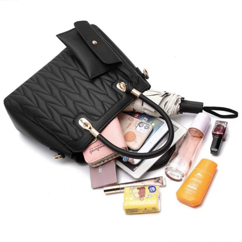 Black Geometric Handbag: Trendy, Stylish, Spacious, Fashionable Chic