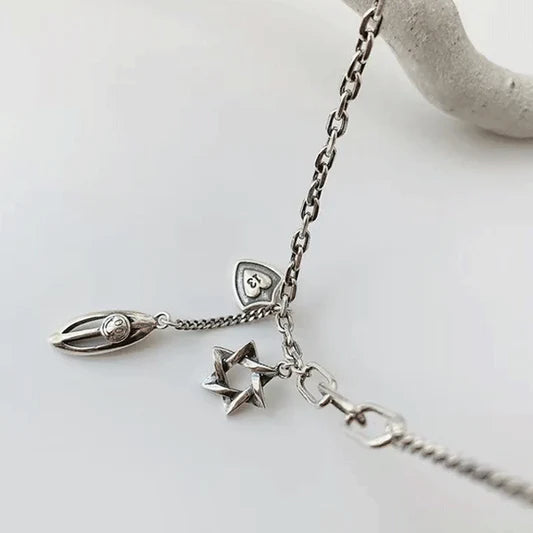 Hexagram Smiling Face Necklace - Sliver - Shop N Save