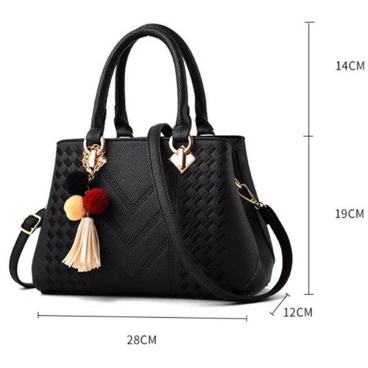 Top Handle PU Leather HandBag - Wine Red - Shop N Save