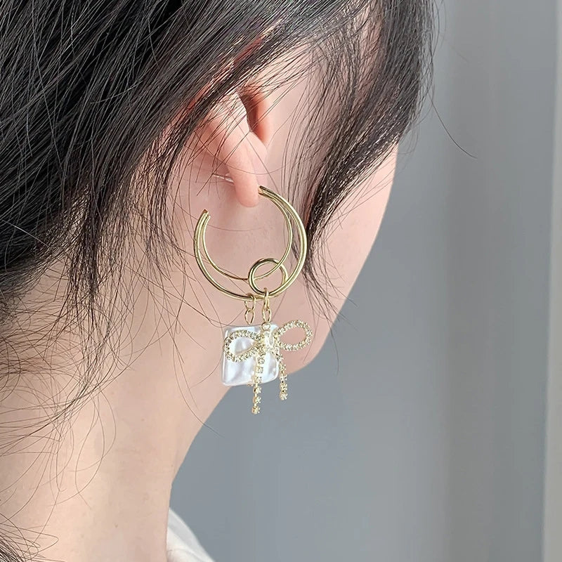 Bow Pearl Hoop Earrings - Trendy Fashion Jewelry for Women - Shop N Save