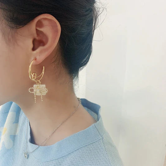 Fashion Advanced Sense Temperament Bow Earrings - Golden
