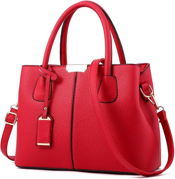 Large Capacity Solid Color Popular Handbag - Wine Red