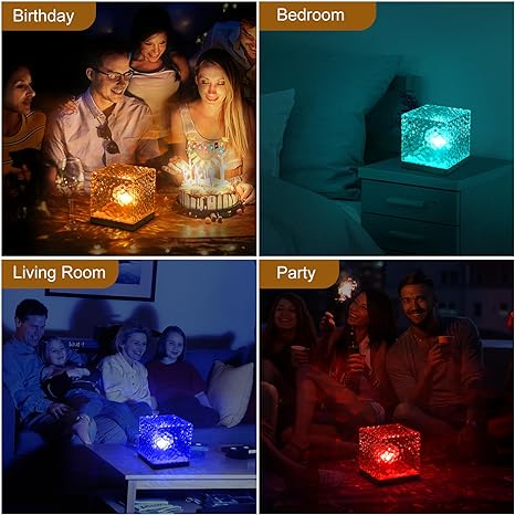 Crystal Touch Lamp: Modern Cube Night Light, 16 Colors, USB Rechargeable - Shop N Save