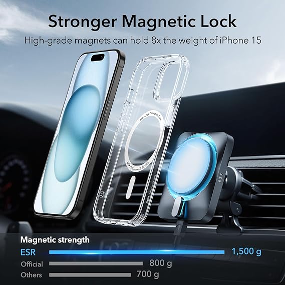 Transparent Magnetic Case for iPhone 15 Shockproof, Hard PC - Shop N Save