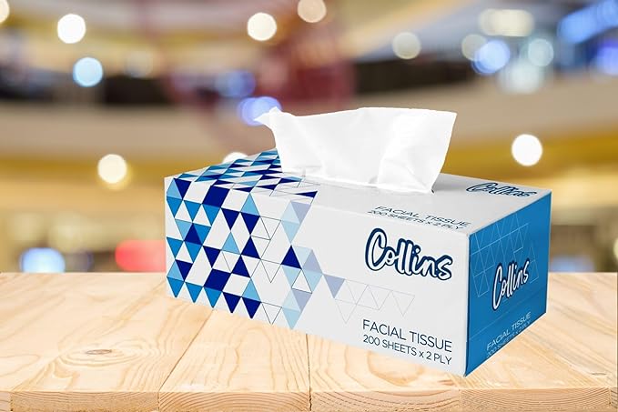 Collins 200 Sheets Facial Tissue Extreme 6000 Sheets Bulk Box, Tissue Paper Soft Durable Daily Use Tissue Fine Quality Soft Tissue Premium Quality Tissue Boxes Bulk Pack - Shop N Save