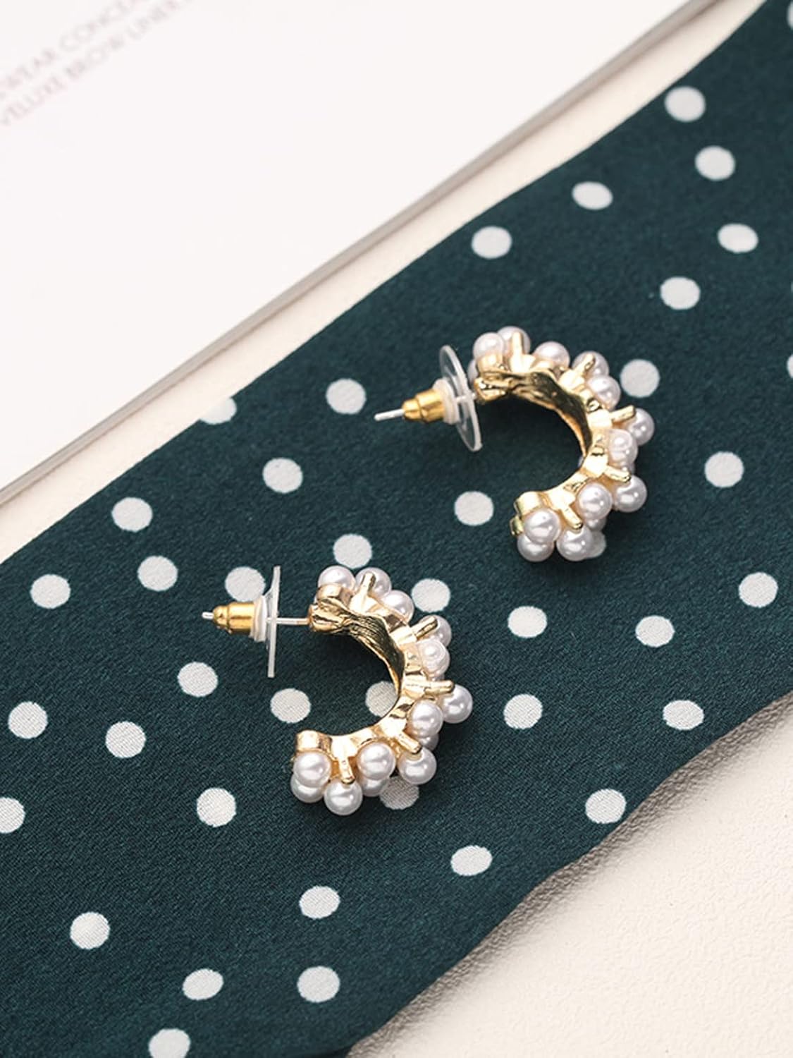 Gold-Toned Chimes Hoop Earrings: Pearl-Studded Clip-On Design - Shop N Save