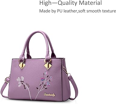 Ladies High Quality Flower Embroidered Handbag - Purple