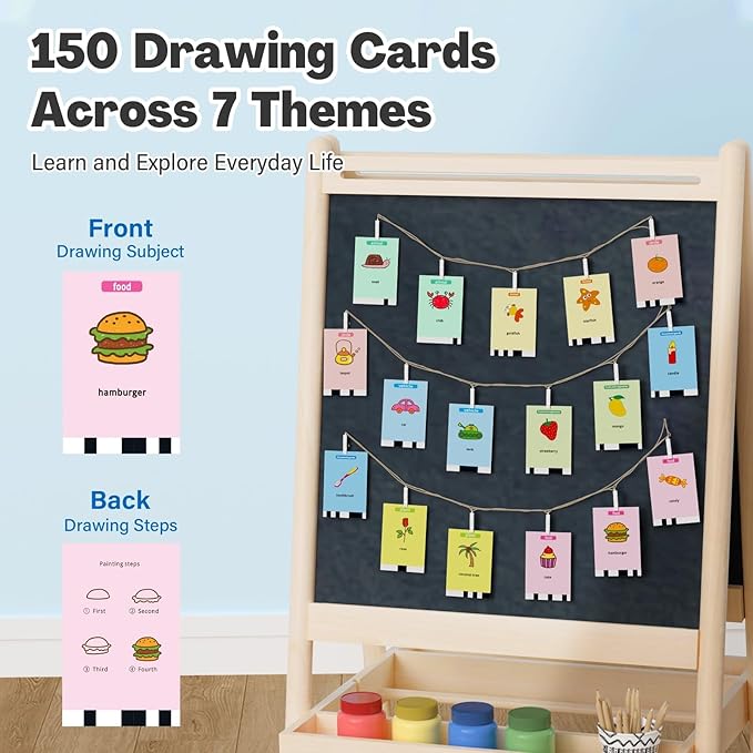 Drawing Robot No APP, Magic Painting Robot with 100 Cards, 12 Colored Brushes, 5 Paintbrushes, Reusable Drawing Board, Kids Preschool Art Drawing Machine Read Aloud the Card &Play Music