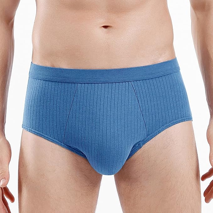 Men's Tag-Free Briefs: Cotton, Moisture-Wicking, Cooling Waistband(Blue) - Shop N Save