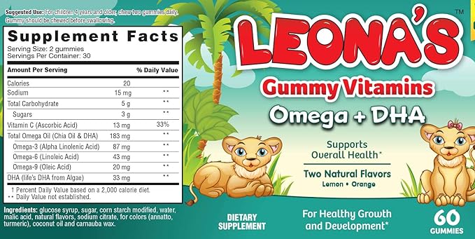 LEONA'S Kids Omega Gummies: 60 Count, Brain and Growth Support - Shop N Save