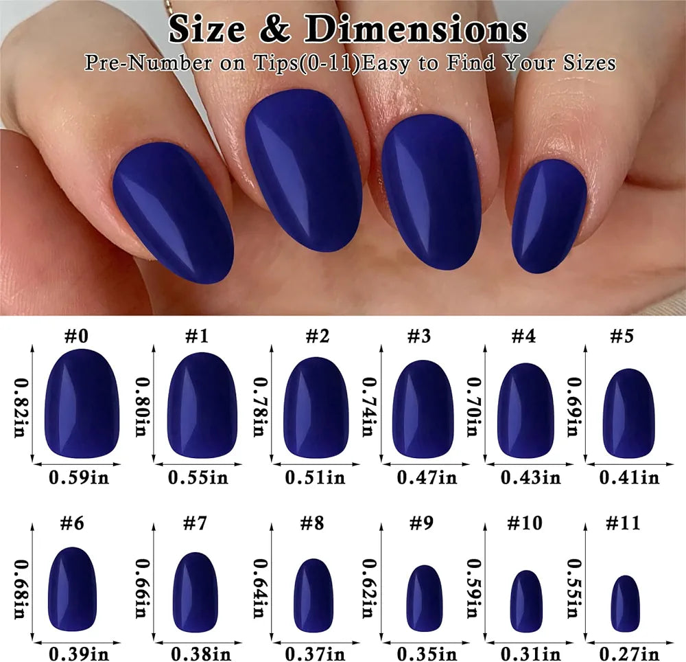 Lifextol Almond Press-On Nails - 24 Navy Blue, Short, Full Cover - Shop N Save