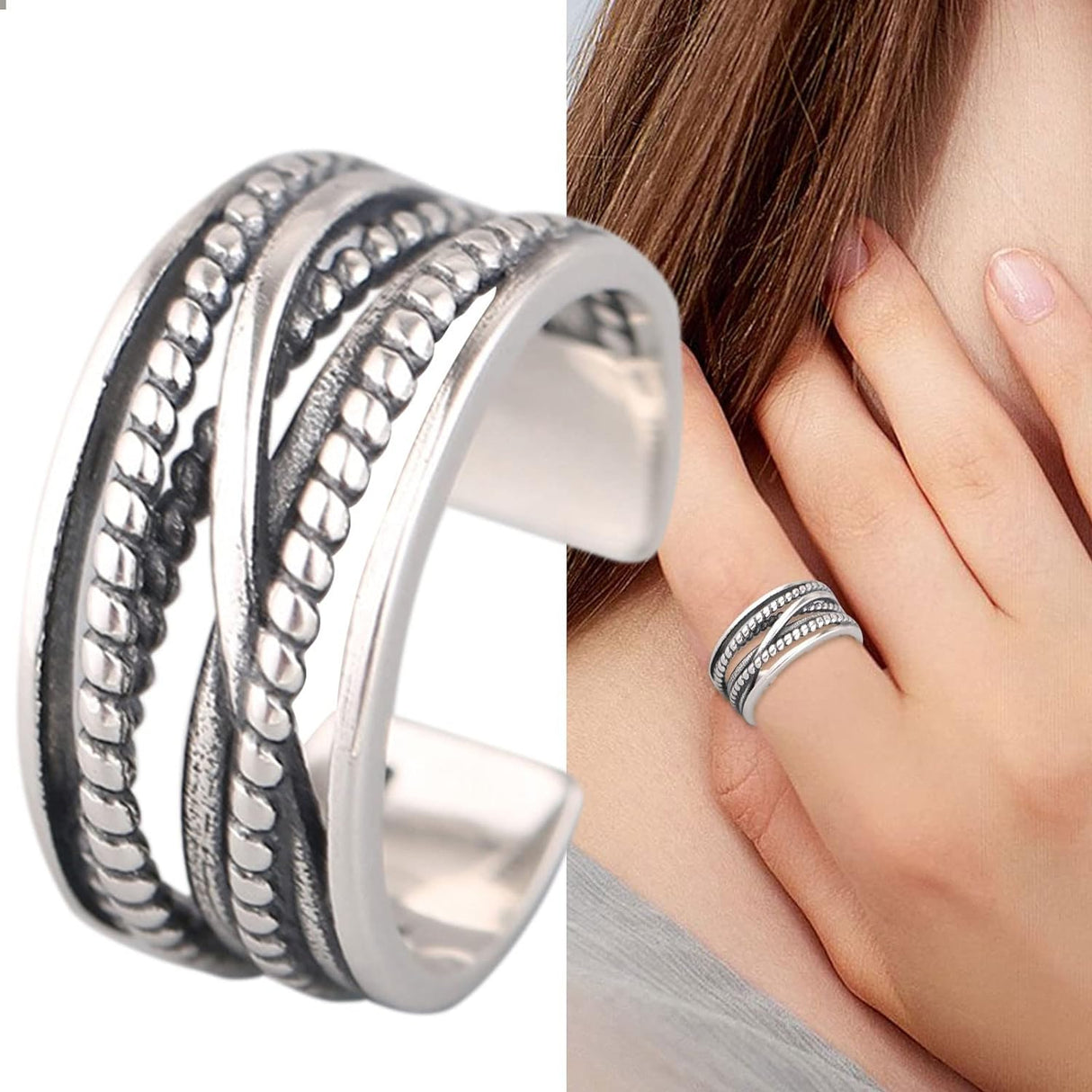 Retro Multi-Layer Winding Index Ring: Adjustable Open Finger Design for Women - Shop N Save