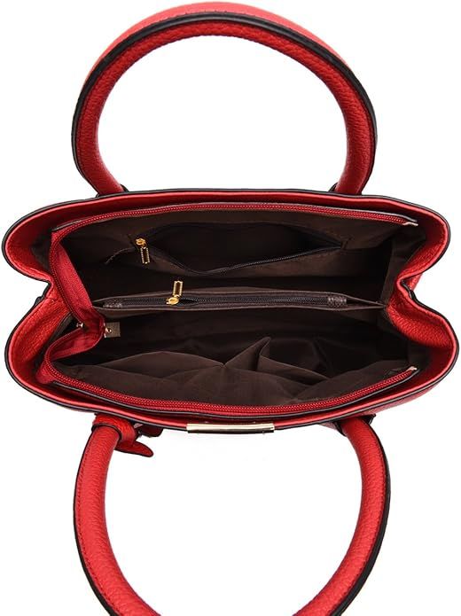 Large Capacity Solid Color Popular Handbag - Wine Red