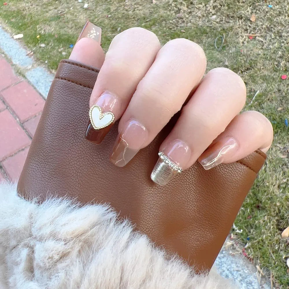 Glittery Luxury Reusable False Nails - Handmade Coffin Shape - Shop N Save