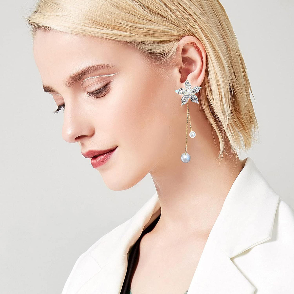 Rhinestone Rose Hoop Earrings: Exaggerated Tassel Fashion Jewelry - Shop N Save