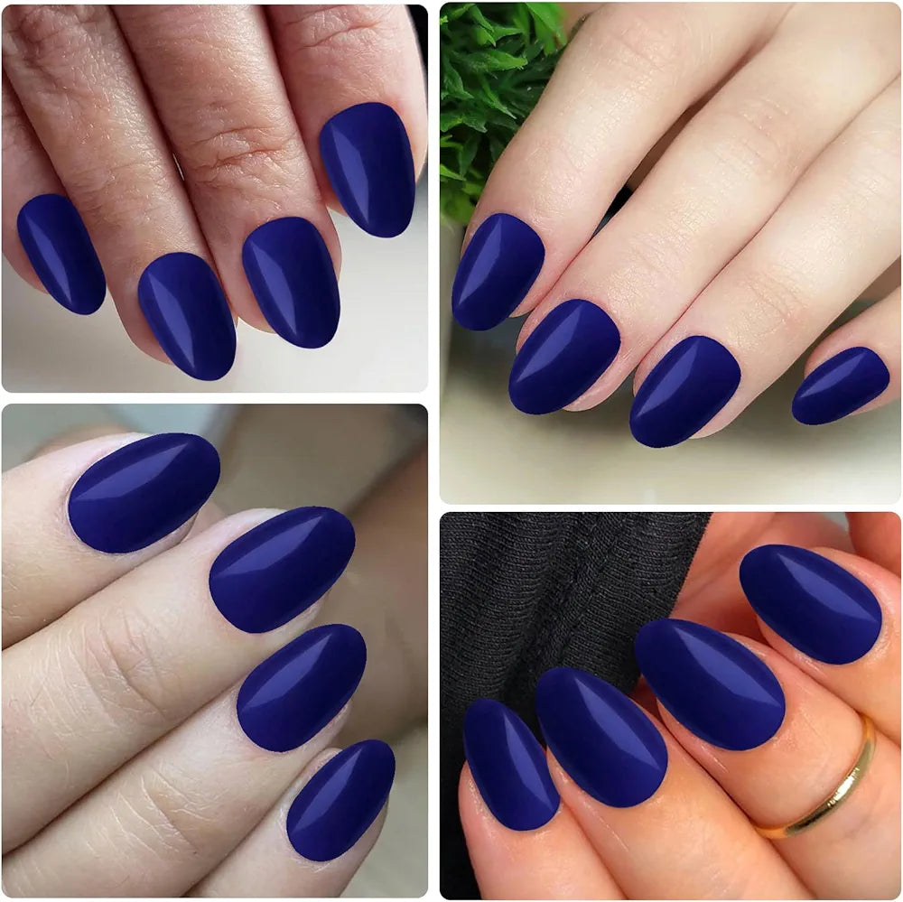 Lifextol Almond Press-On Nails - 24 Navy Blue, Short, Full Cover - Shop N Save