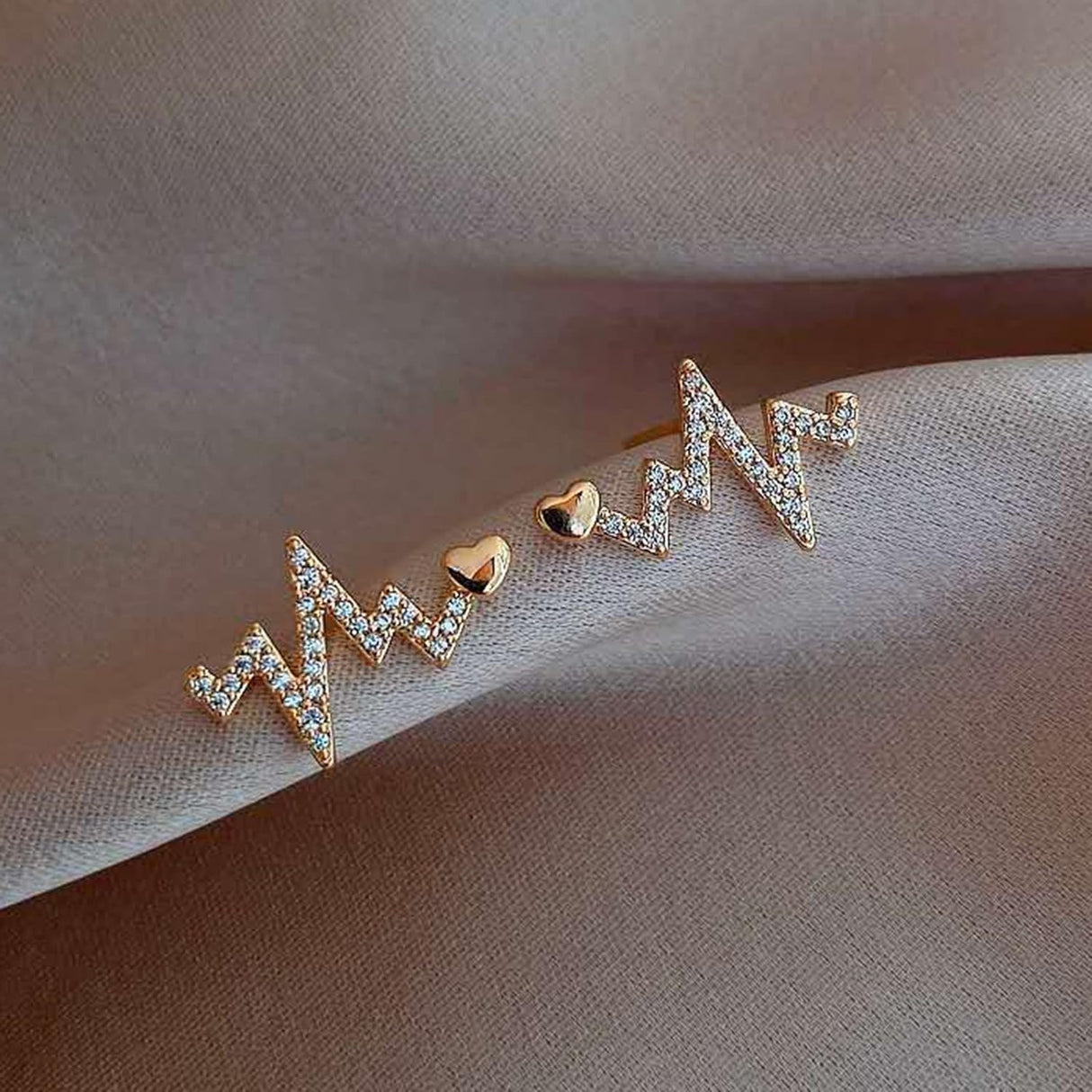 Rustic Rhinestone Heartbeat Earrings: Stylish Studs for Women - Shop N Save