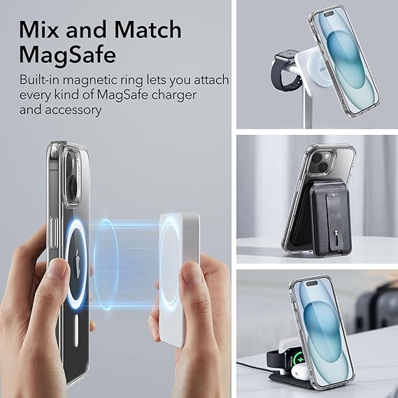 Transparent Magnetic Case for iPhone 15 Shockproof, Hard PC - Shop N Save