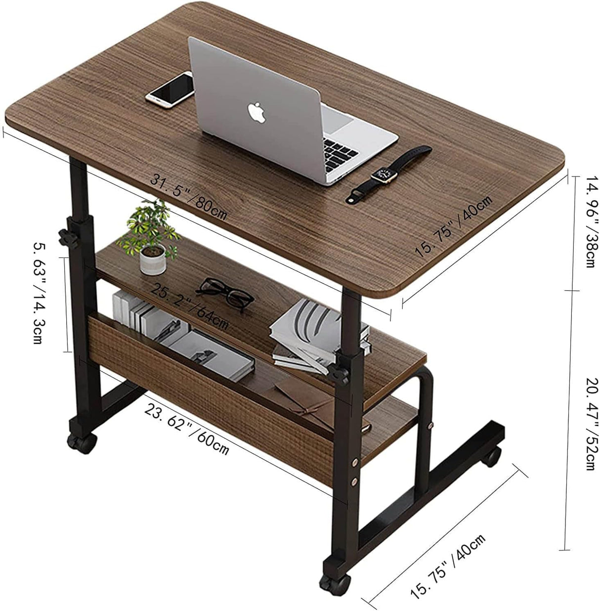 ARTYONG Computer Desk Home Office Desks Adjustable Laptop Desk for Small Spaces Portable Work Writing Study Desk Gaming Desk with Storage Size 31.5x15.7 inch
