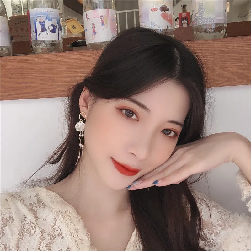 Golden Needle Pearl Studs: Classic White Earrings for Women - Shop N Save